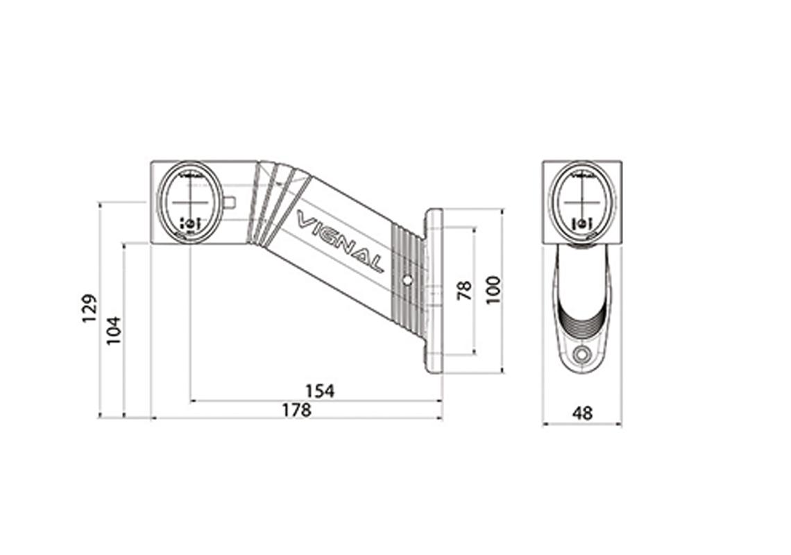 LED Umrissleuchte Rechts 12/24V Weiß + rot + gelb